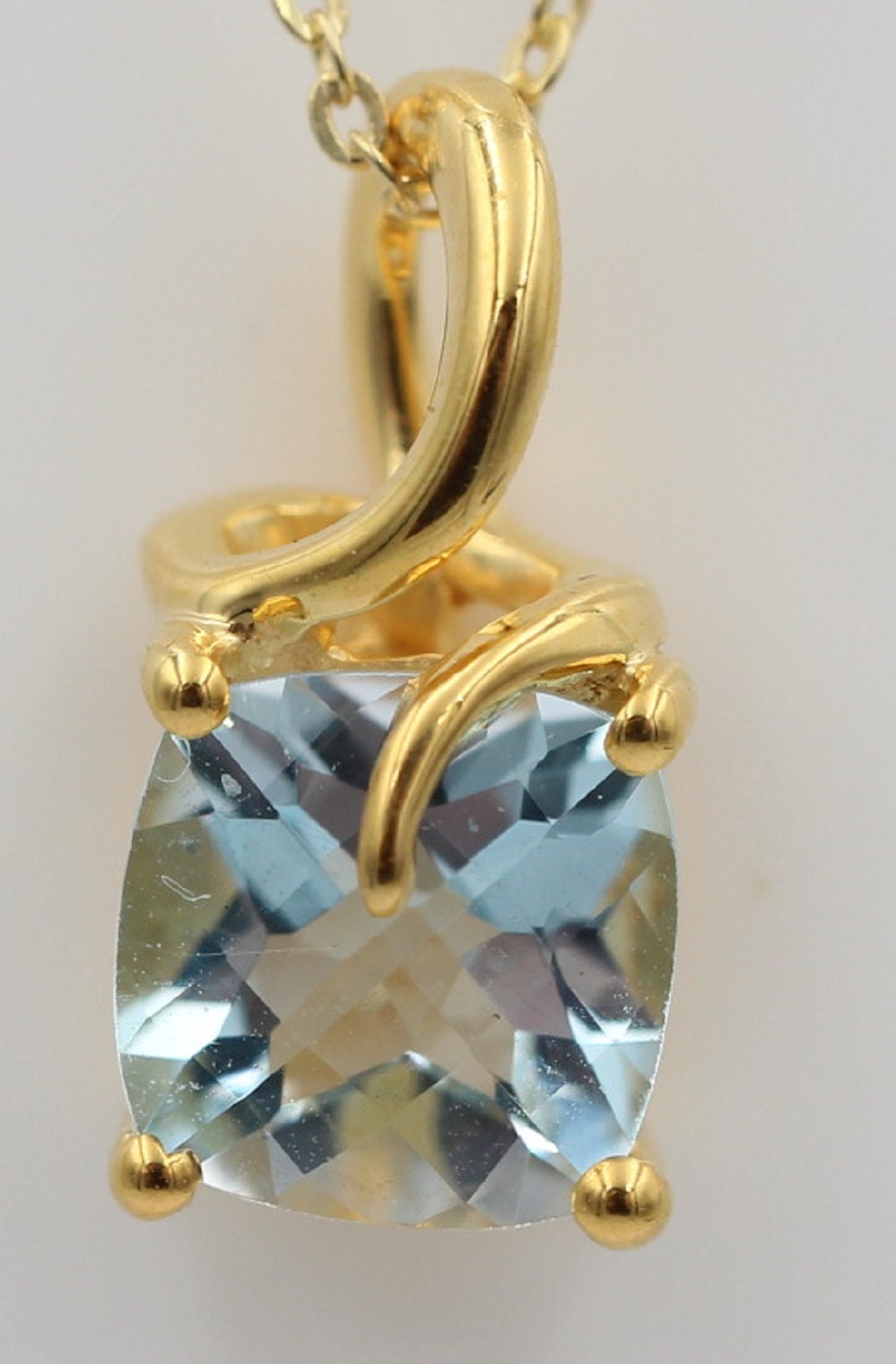 1,5 Carat Blautopas Anhänger 925 Silber  Checker Board sky blue