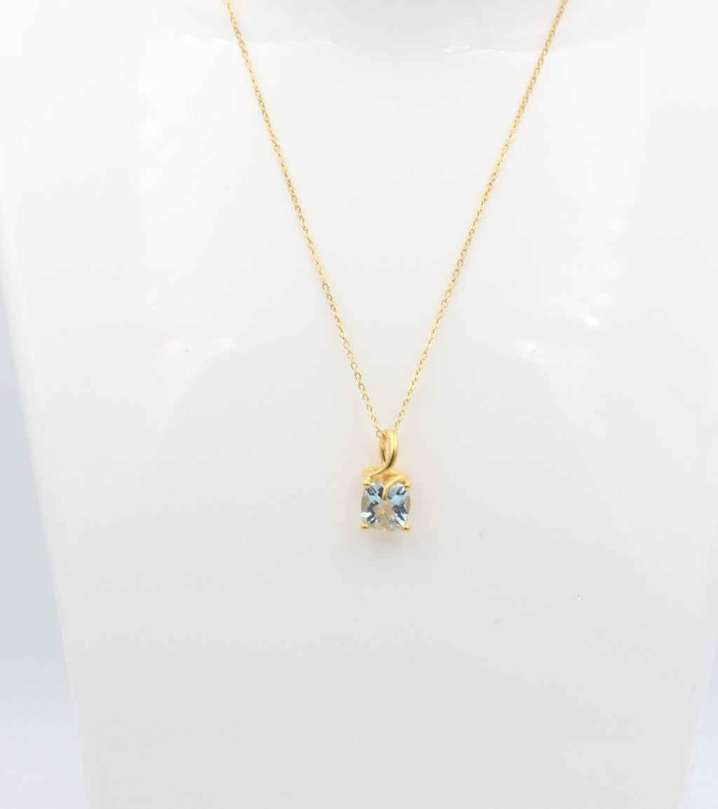 1,5 Carat Blautopas Anhänger 925 Silber  Checker Board sky blue