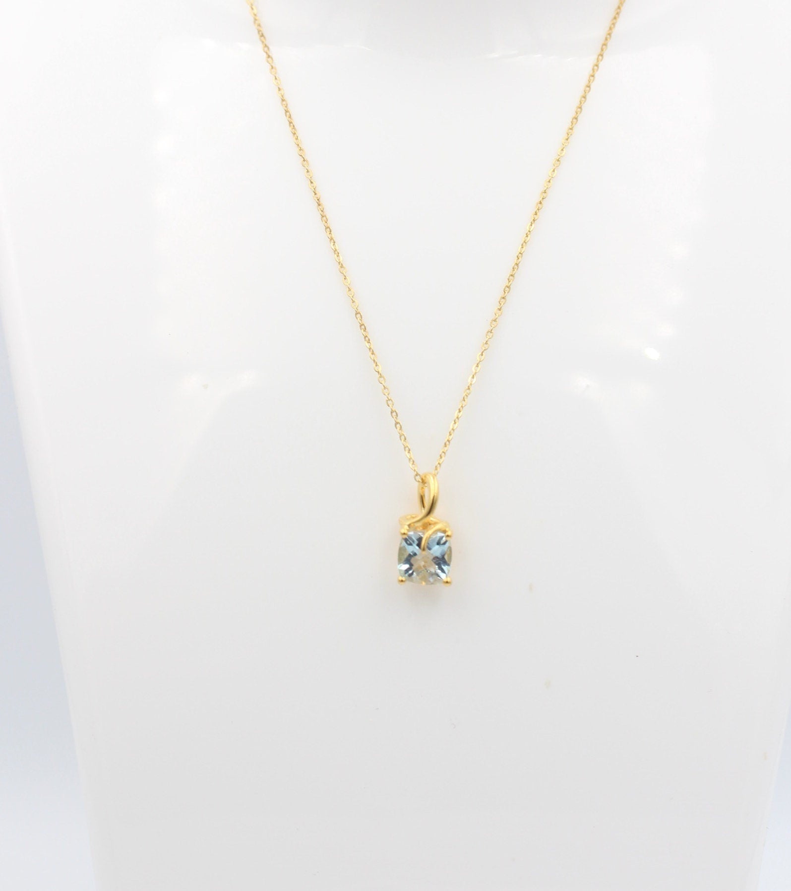 1,5 Carat Blautopas Anhänger 925 Silber  Checker Board sky blue