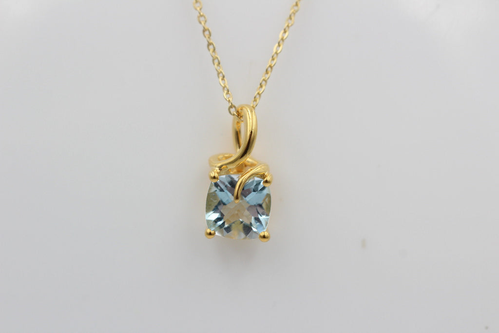 1,5 Carat Blautopas Anhänger 925 Silber  Checker Board sky blue