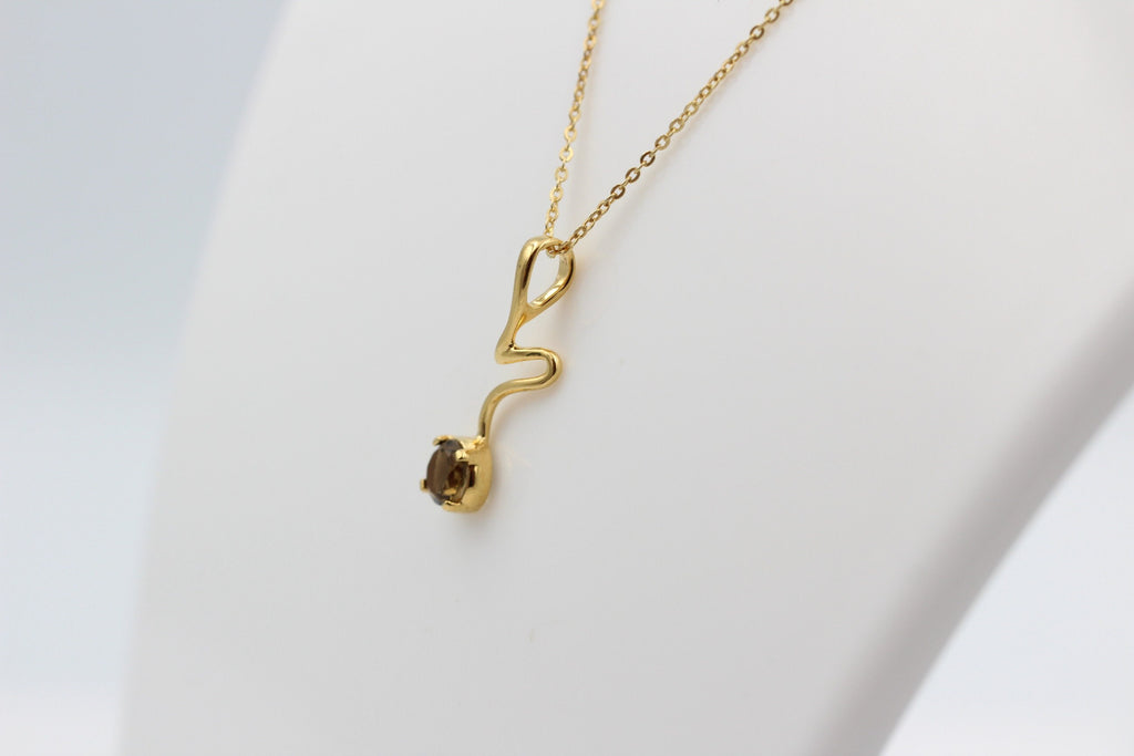 Edler 0,59 Carat Rauchquarz Anhänger 925 Silber  vergoldet Quarz