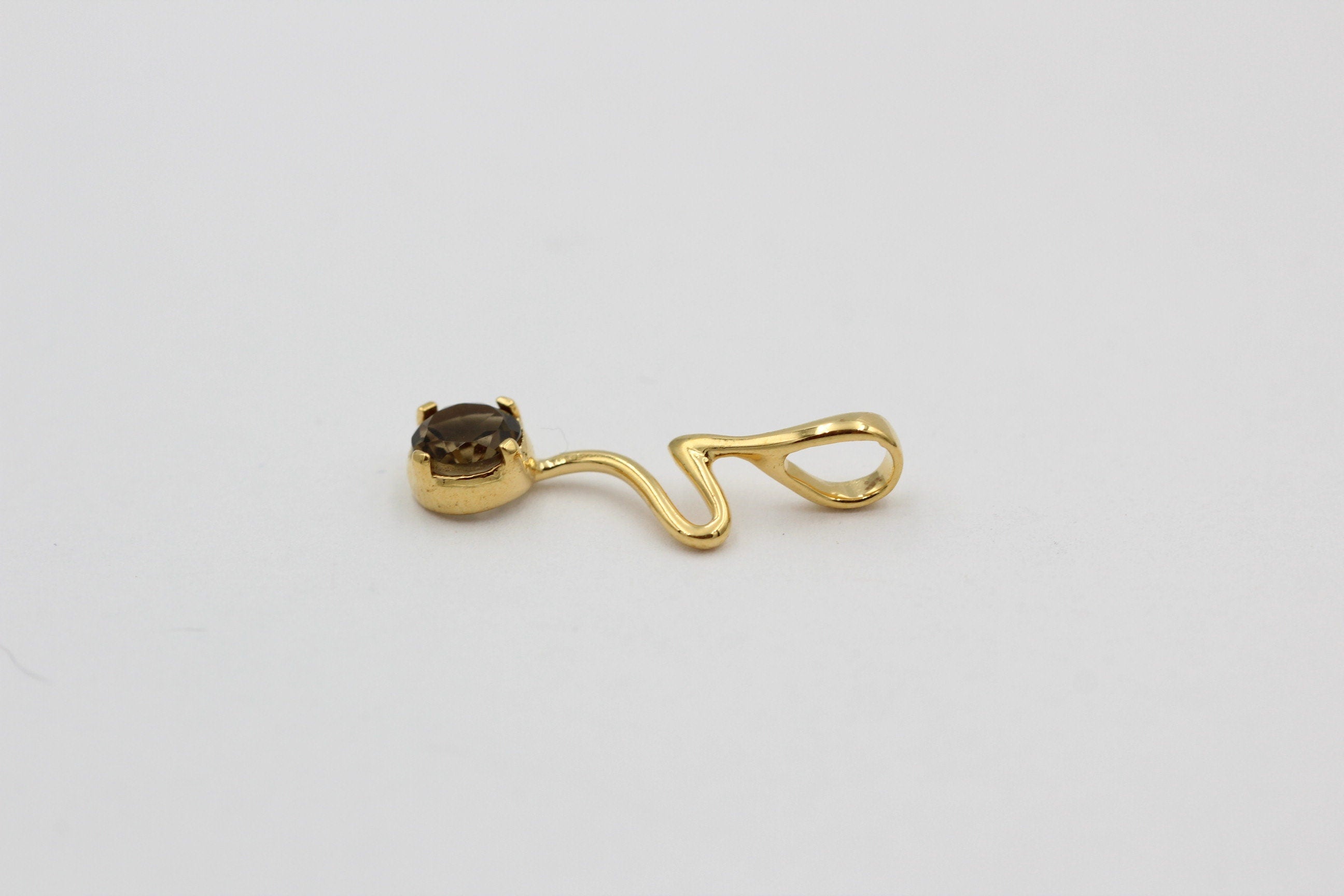 Edler 0,59 Carat Rauchquarz Anhänger 925 Silber  vergoldet Quarz