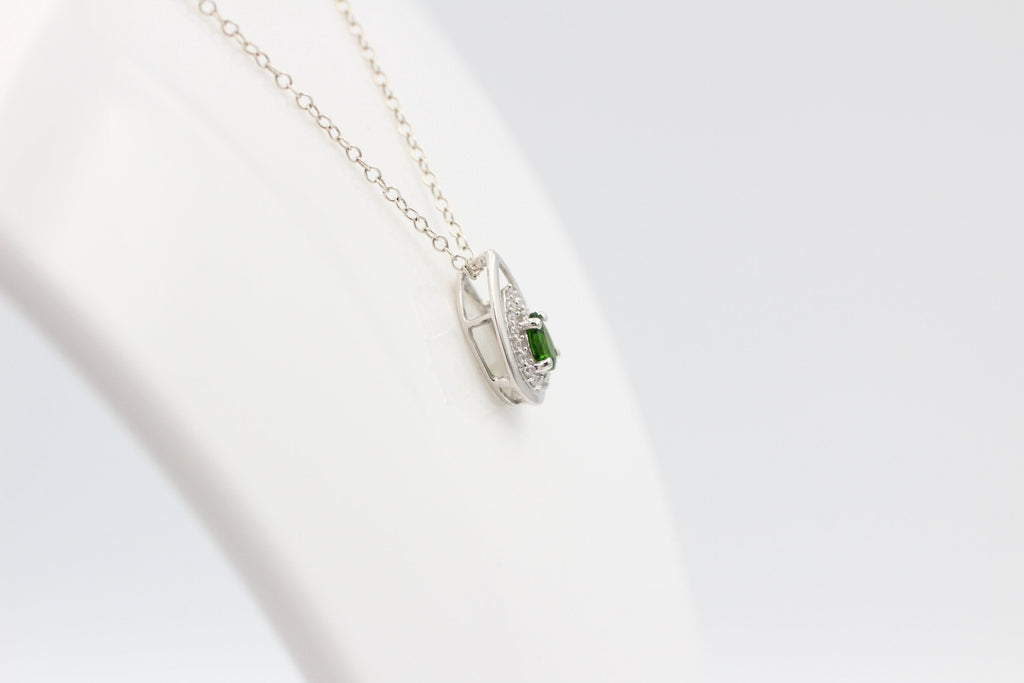 Edler 0,51 Carat Chromdiopsid Anhänger 925 Silber Chrom Diopsid