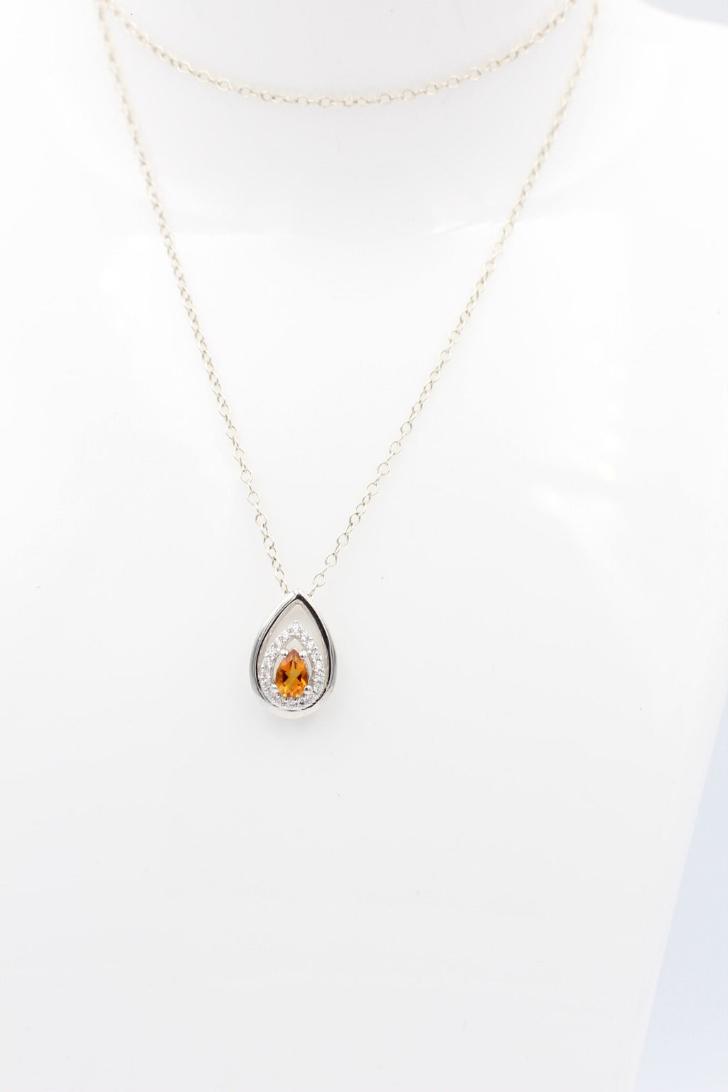 Edler 0,51 Carat Madeira Citrin Anhänger 925 Silber Collier Kette Madeira Top