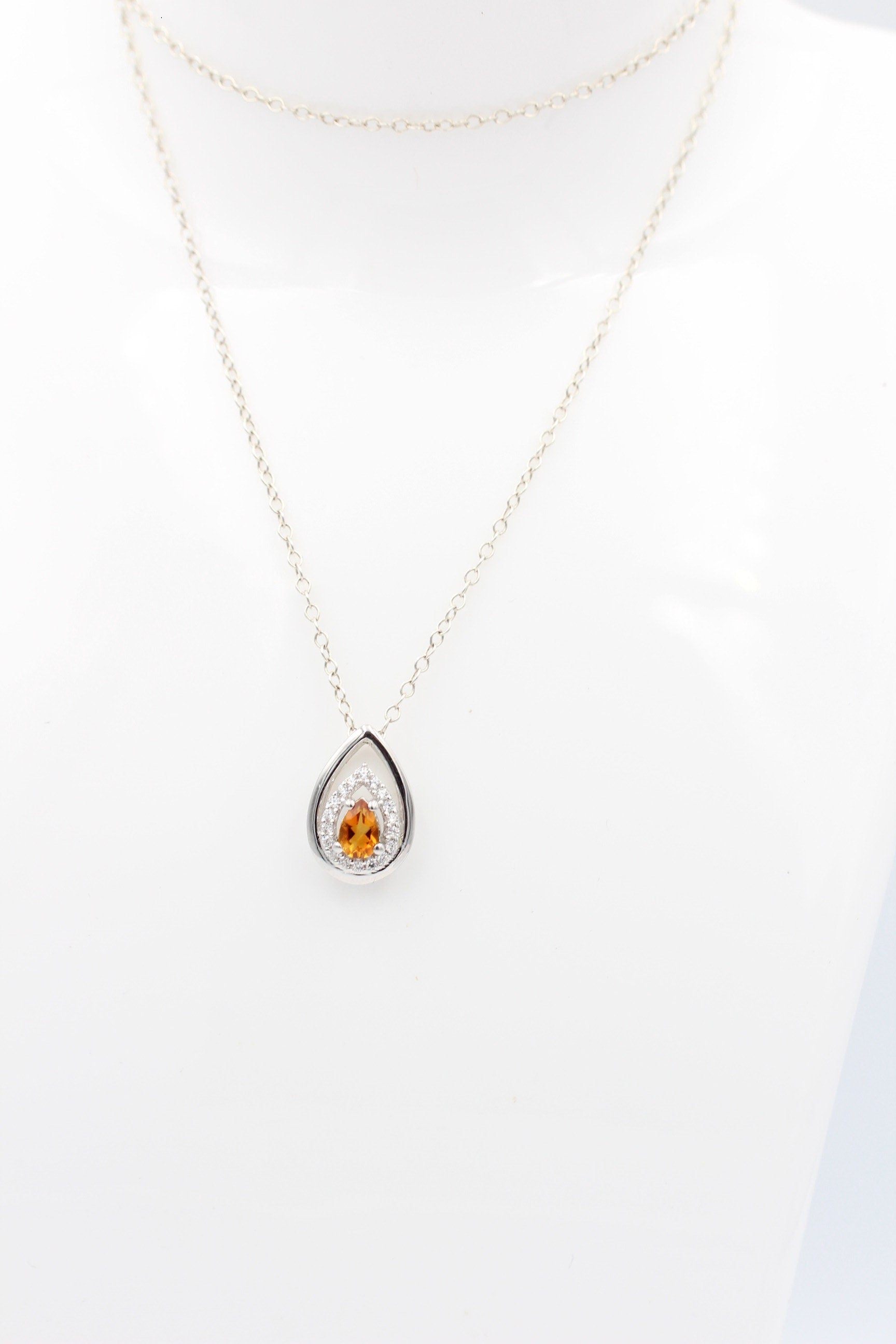 Edler 0,51 Carat Madeira Citrin Anhänger 925 Silber Collier Kette Madeira Top