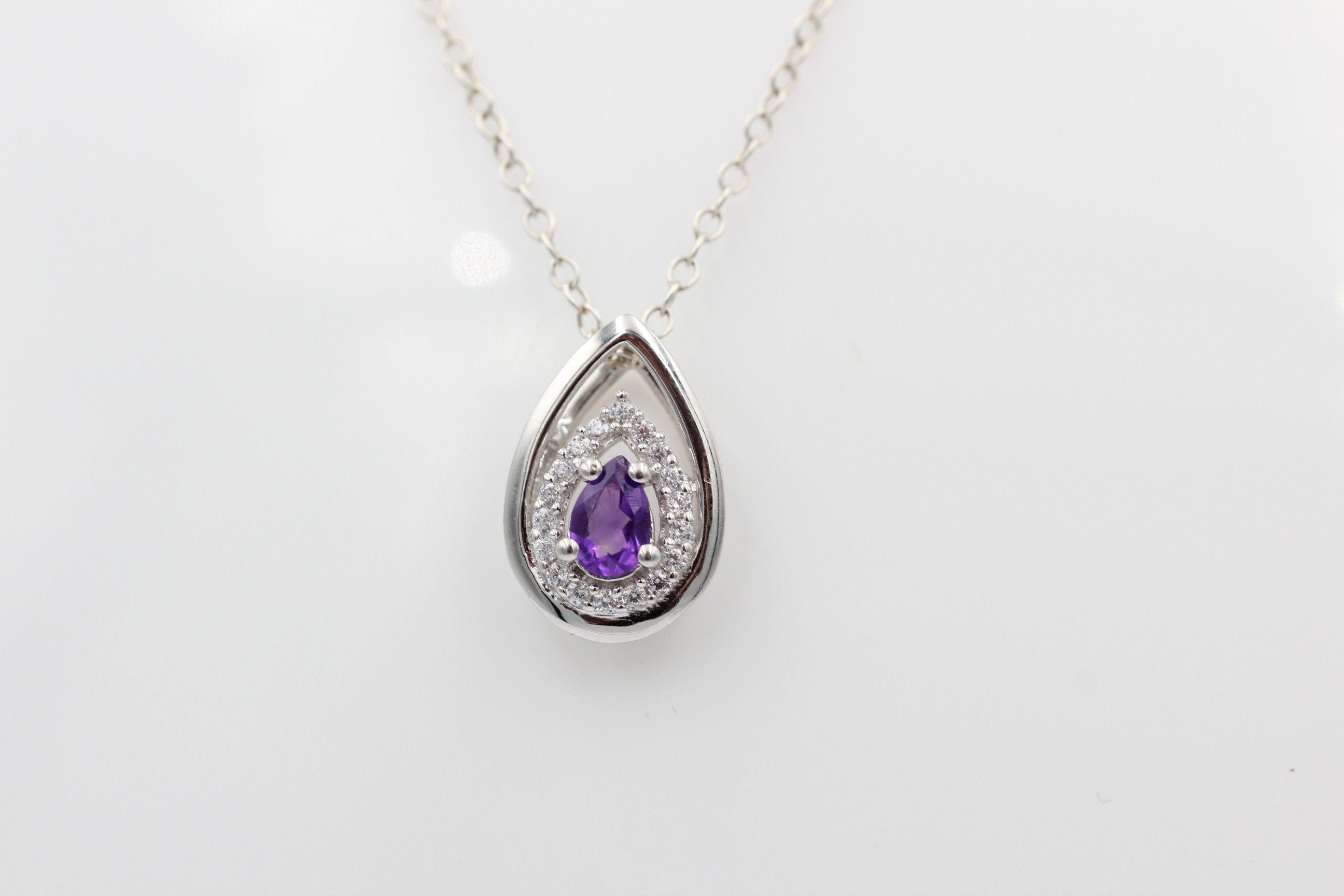 Edler 0,51 Carat afrikanischer Amethyst Anhänger 925 Silber Collier Kette Afrika