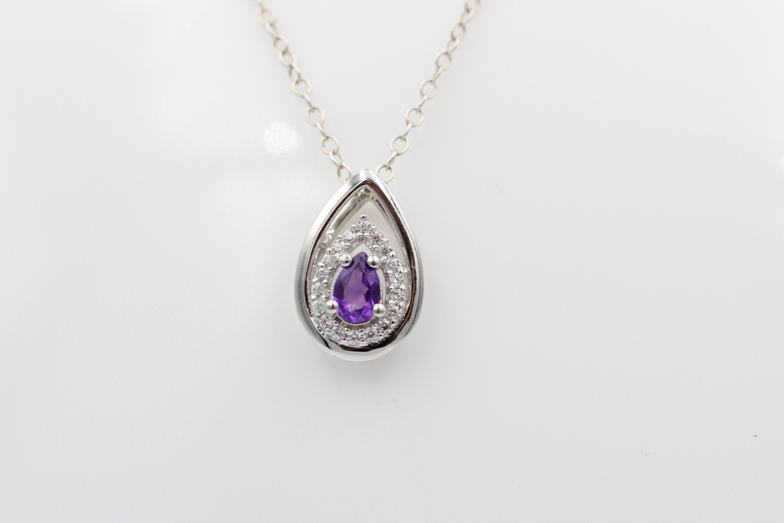 Edler 0,51 Carat afrikanischer Amethyst Anhänger 925 Silber Collier Kette Afrika