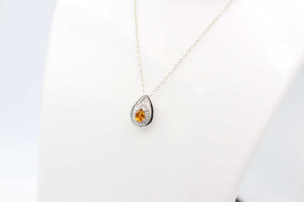 Edler 0,51 Carat Madeira Citrin Anhänger 925 Silber Collier Kette Madeira Top