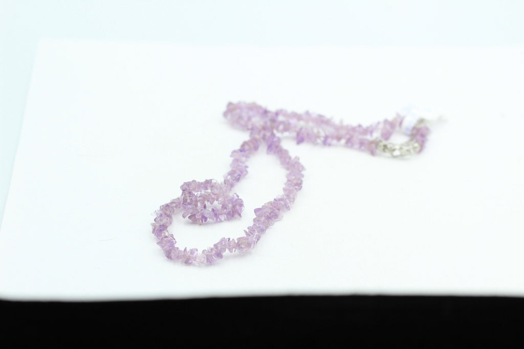 38,5 Carat funkelndes pink Amethyst Collier Splitterkette 925 Silber Verlängerung
