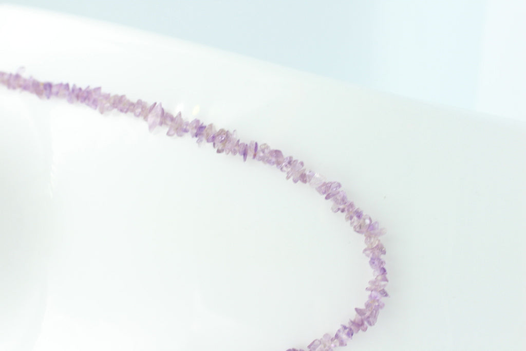 38,5 Carat funkelndes pink Amethyst Collier Splitterkette 925 Silber Verlängerung