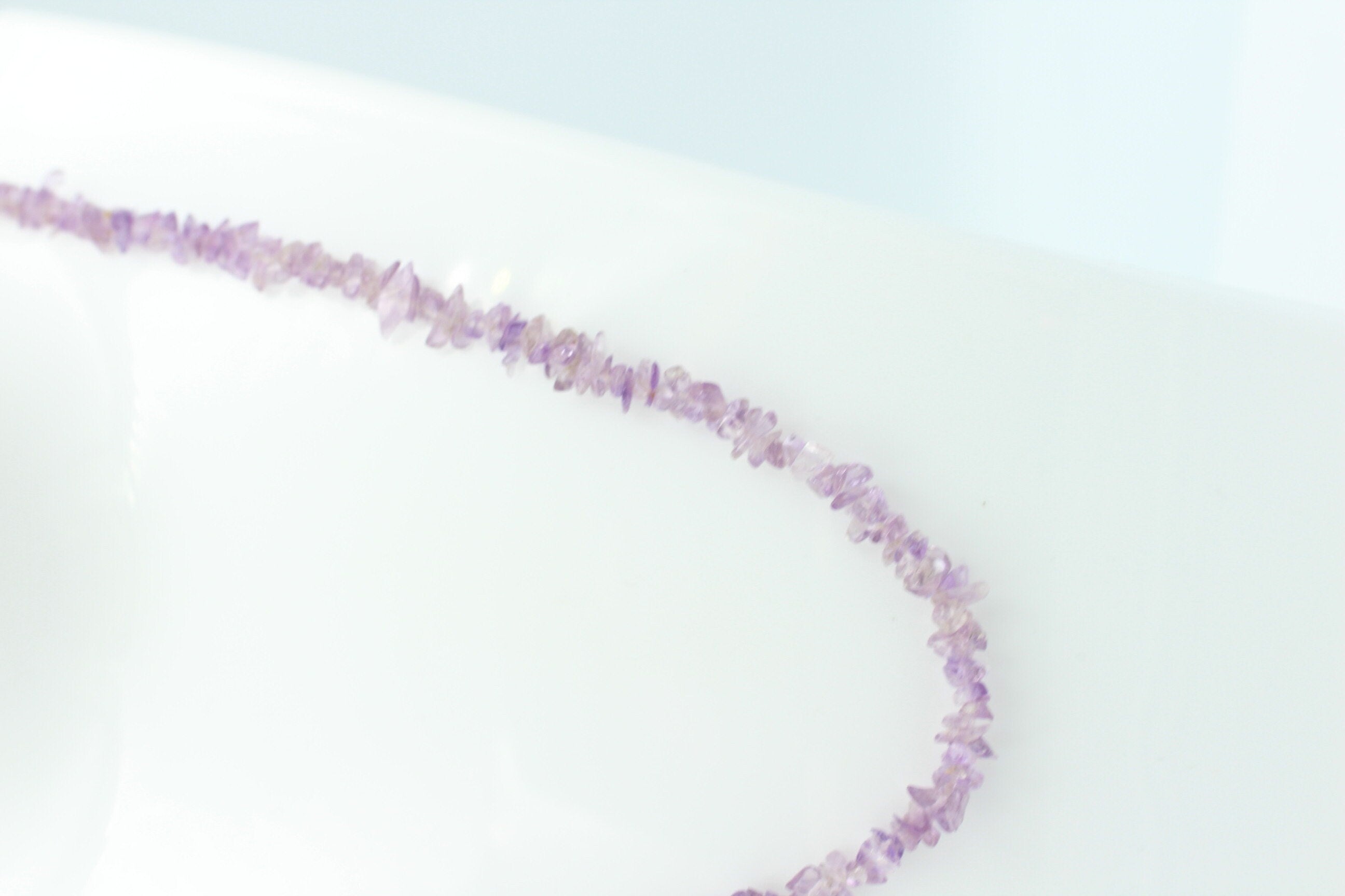 38,5 Carat funkelndes pink Amethyst Collier Splitterkette 925 Silber Verlängerung