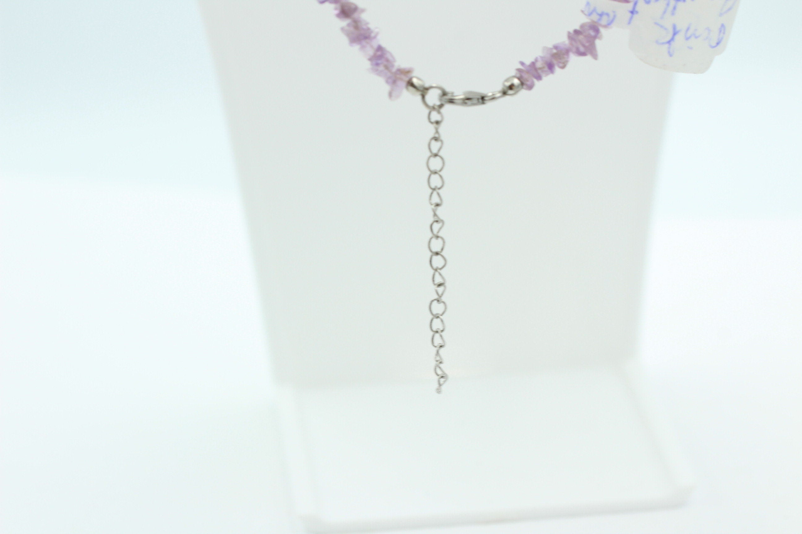38,5 Carat funkelndes pink Amethyst Collier Splitterkette 925 Silber Verlängerung