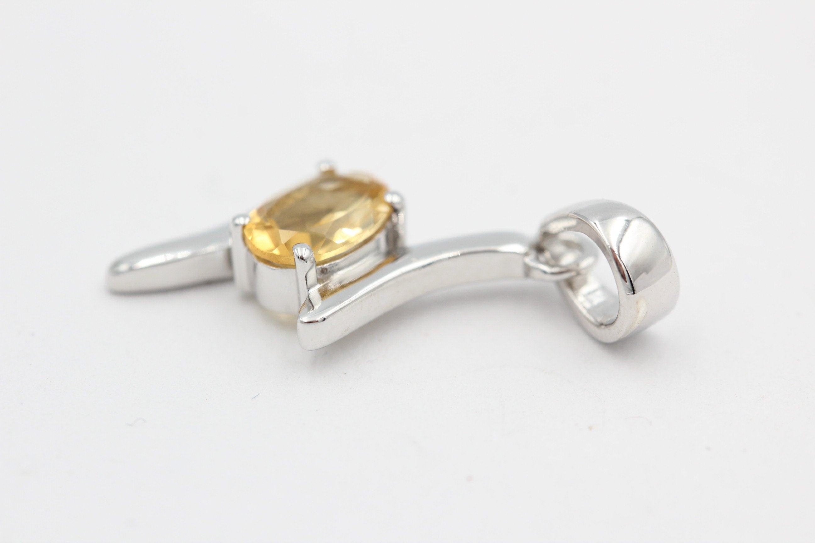 0,72 Carat Citrin Anhänger 925 Silber   hellgelber Edelstein Top