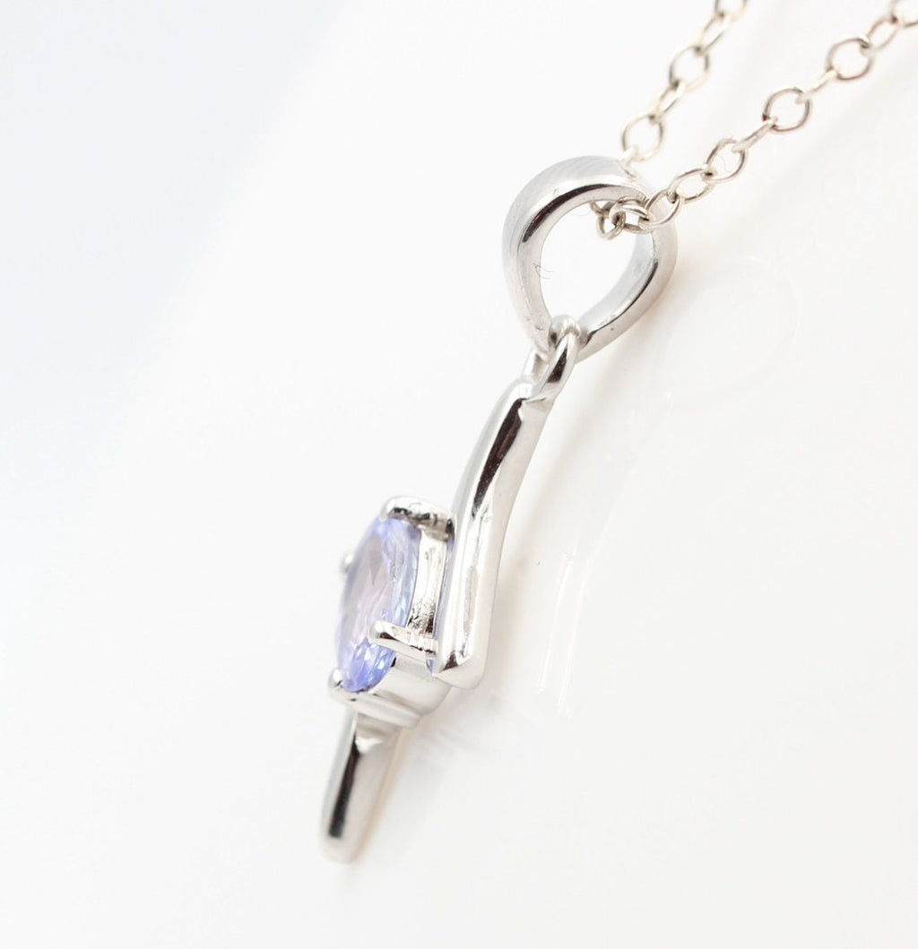 0,72 Carat Tansanit Anhänger 925 Silber Collier Kette Tansanit aus Afrika