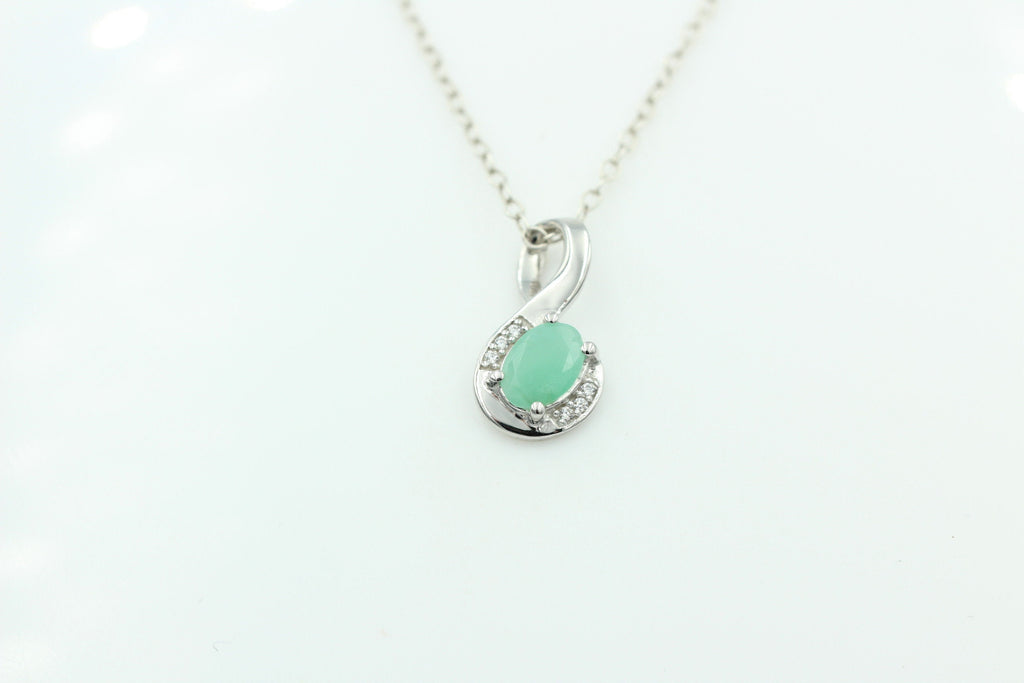 1,12 Carat Smaragd Anhänger 925 Silber  mit Zirkonia top Edel