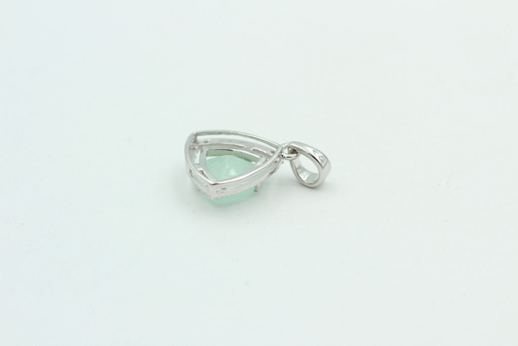 2,26 Carat Aqua Calcedon mit Zirkonia 925 Silber Kette Wassercalcedon Top