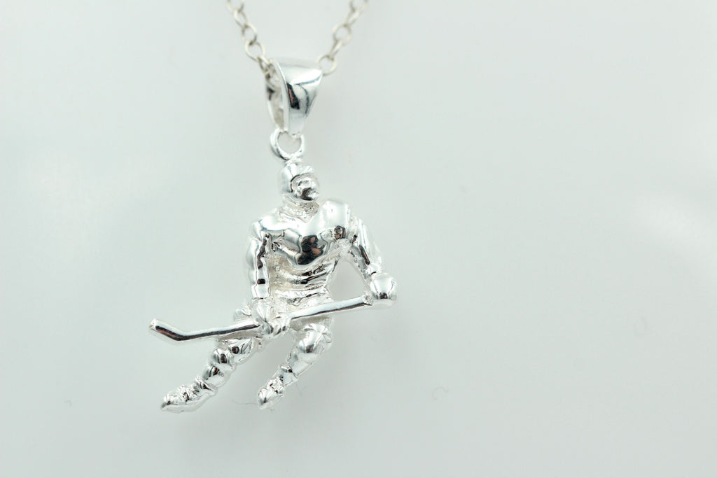 Anhänger  Eishockeyspieler 925 Silber Eishockey Top Eishockey Spieler Plastisch