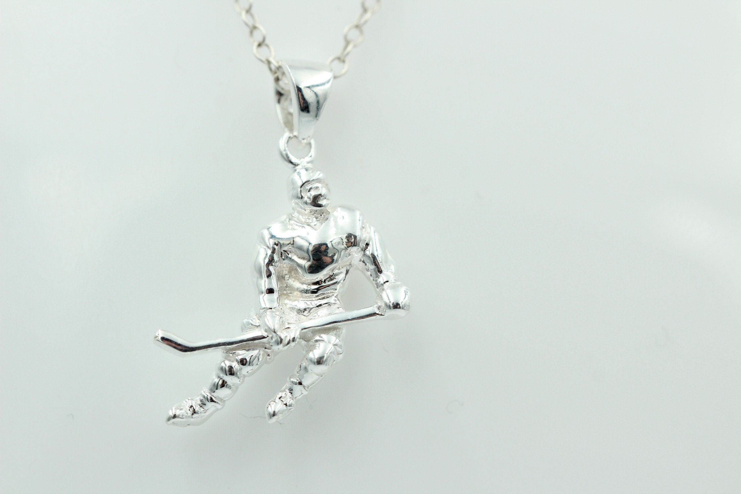 Anhänger  Eishockeyspieler 925 Silber Eishockey Top Eishockey Spieler Plastisch