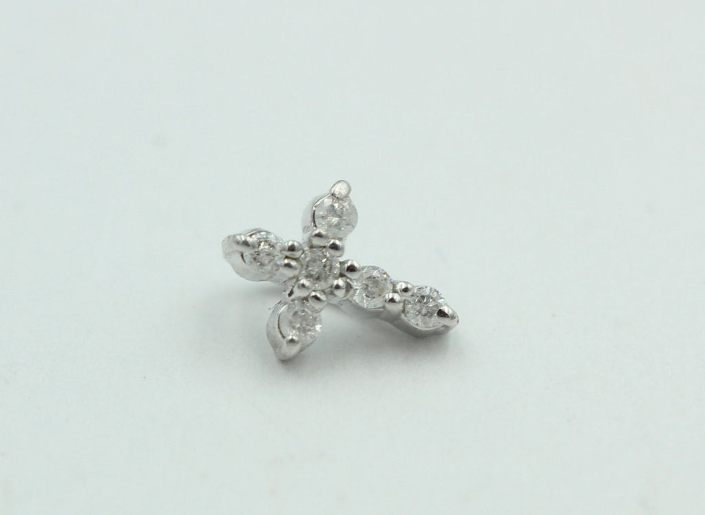 0,072 Carat weißer Diamant Kreuzanhänger 925 Silber Collier Kette I2 - I3. G-H