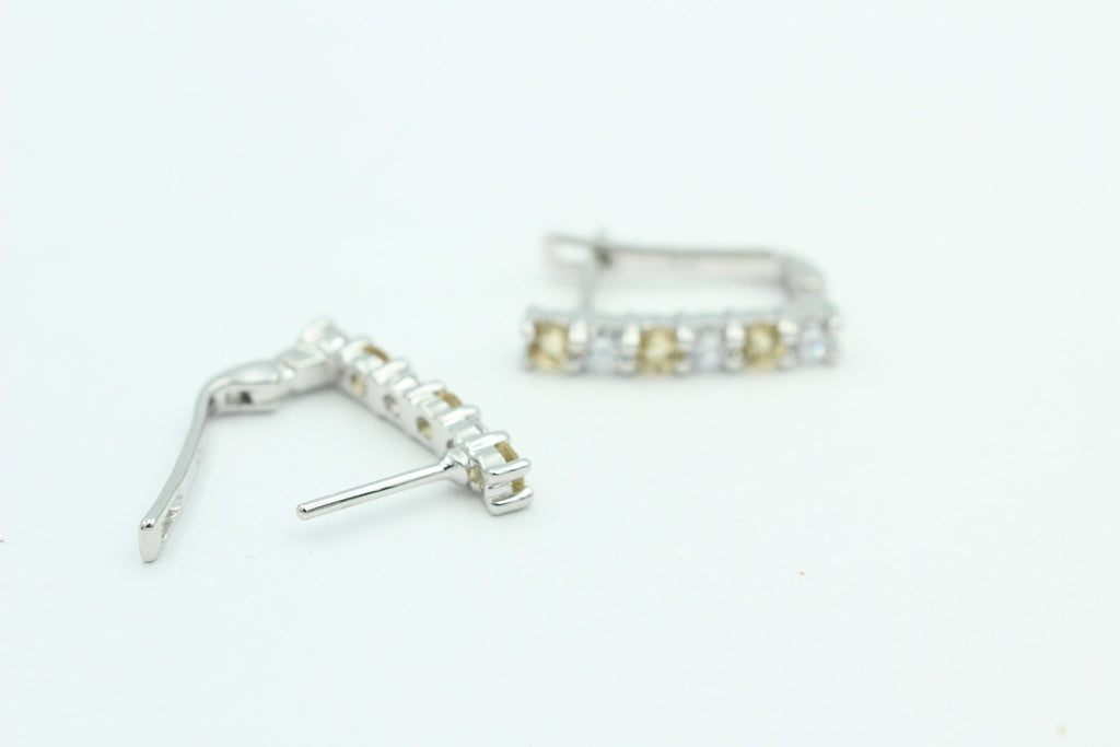 Edle 1,1 Carat Honigquarz Ohrschmuck 925 Silber Honigquarz mit Zirkonia