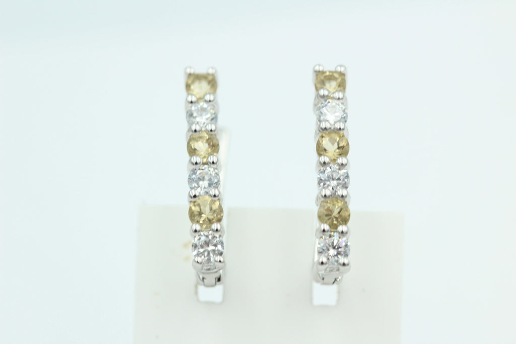 Edle 1,1 Carat Honigquarz Ohrschmuck 925 Silber Honigquarz mit Zirkonia