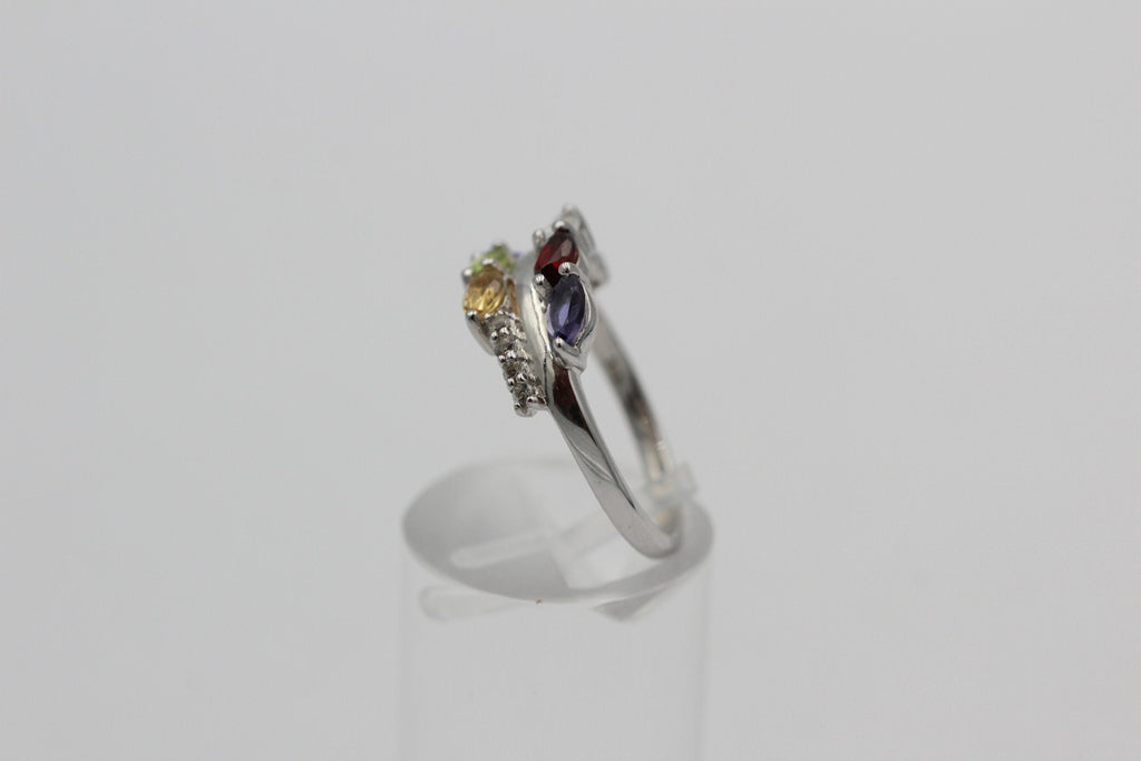 Edler 0,95 Carat Multi Edelstein Ring 925 Silber Größe 7 / 17 / 54 Edelsteinring