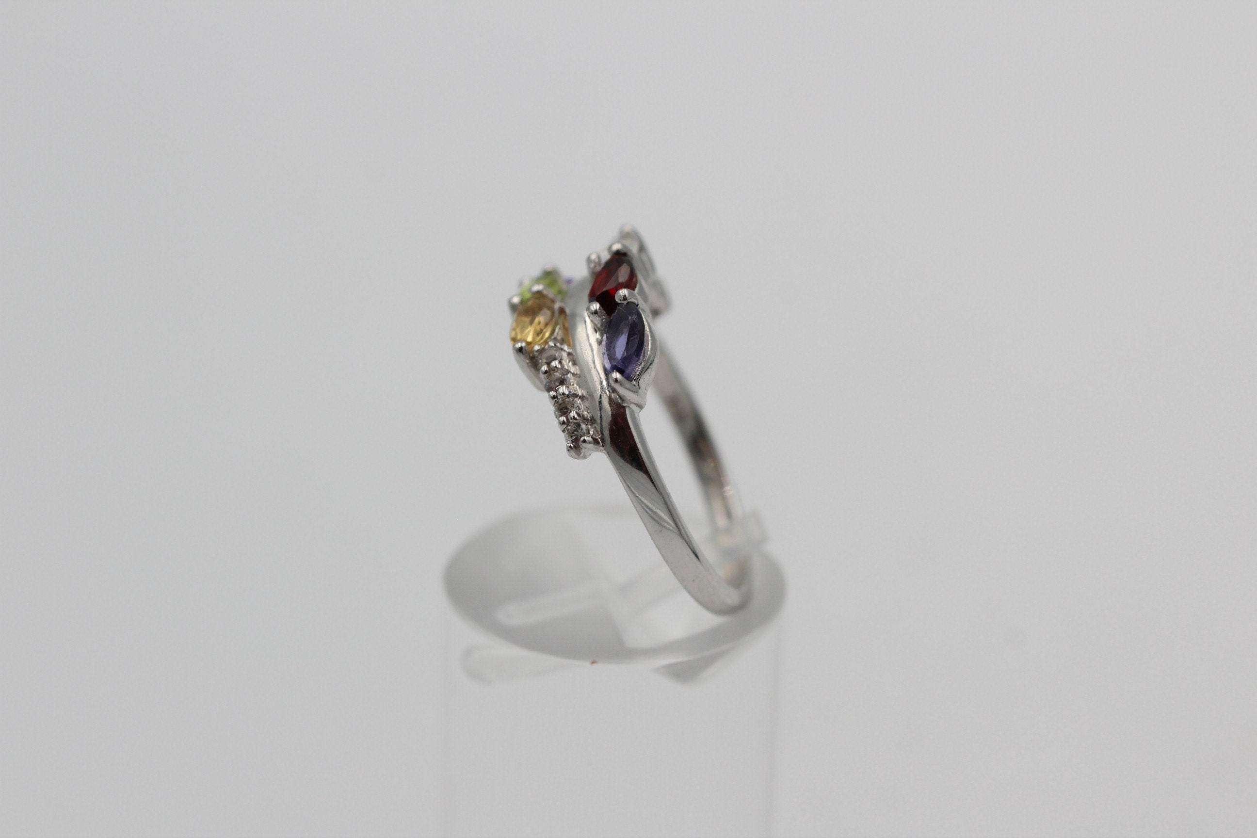 Edler 0,95 Carat Multi Edelstein Ring 925 Silber Größe 7 / 17 / 54 Edelsteinring