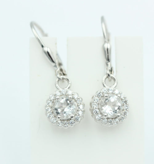 1,2 Carat Bergkristall Brisur 925 Silber Ohrhänger Ohrstecker mit Zirkonia Top