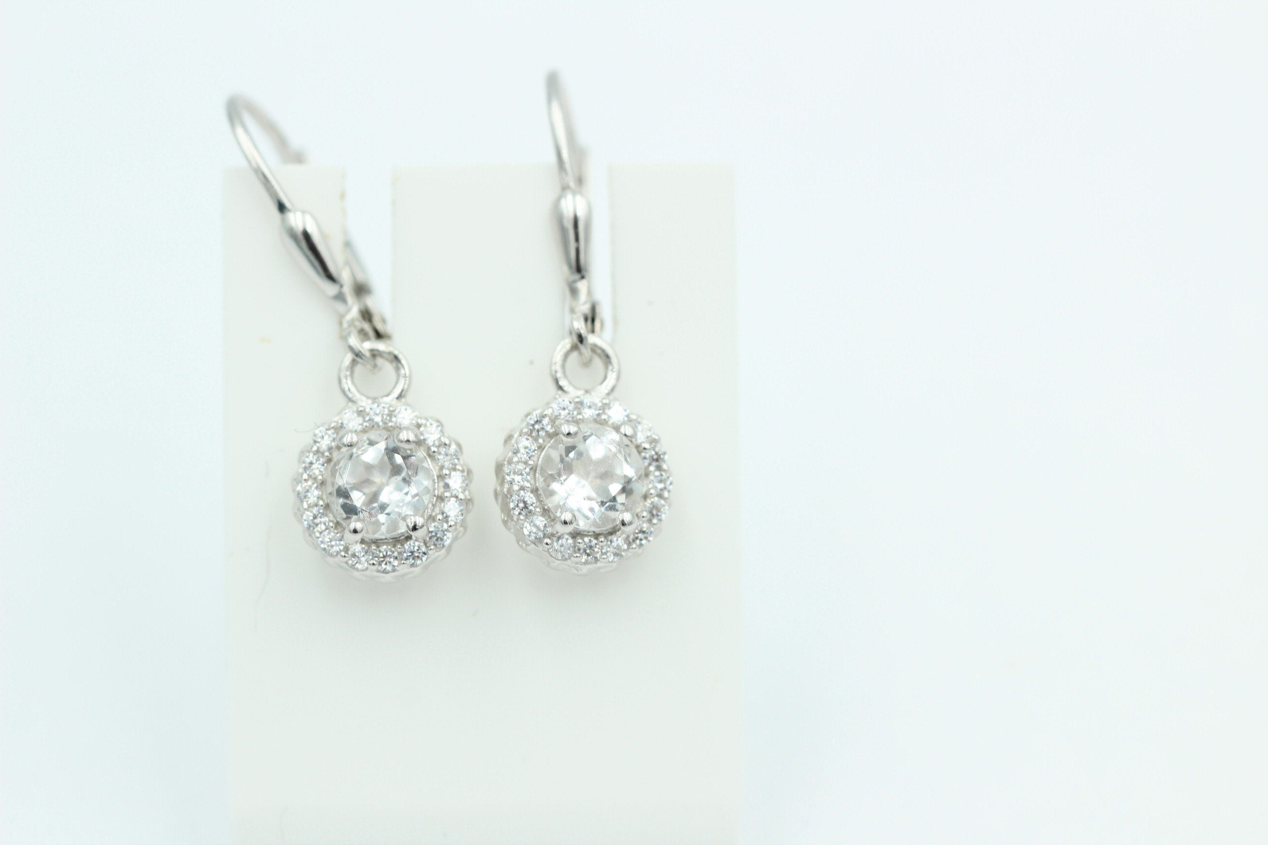 1,2 Carat Bergkristall Brisur 925 Silber Ohrhänger Ohrstecker mit Zirkonia Top
