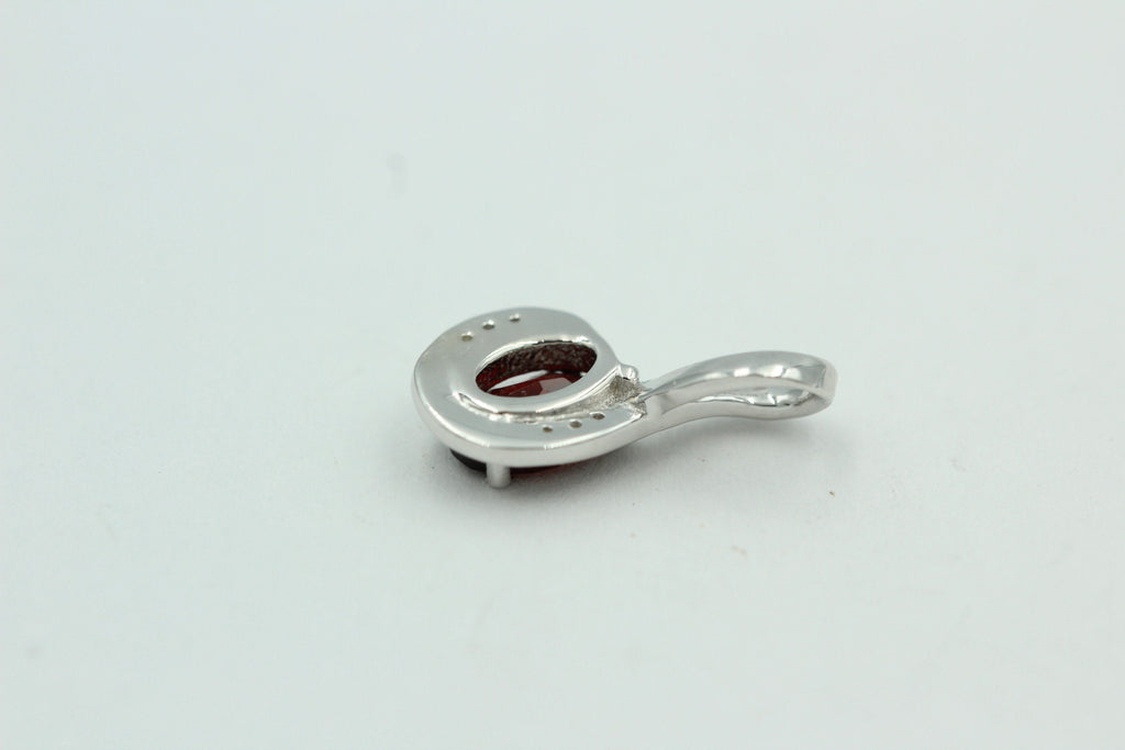 1,12 Carat blutroter Granat  Anhänger 925 Silber  mit Zirkonia