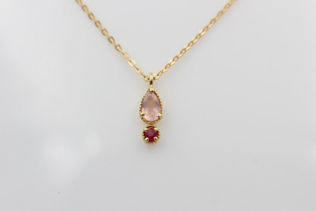 Design 0,21 Carat Rosenquarz Rubin Anhänger 925 Silber vergoldet Top