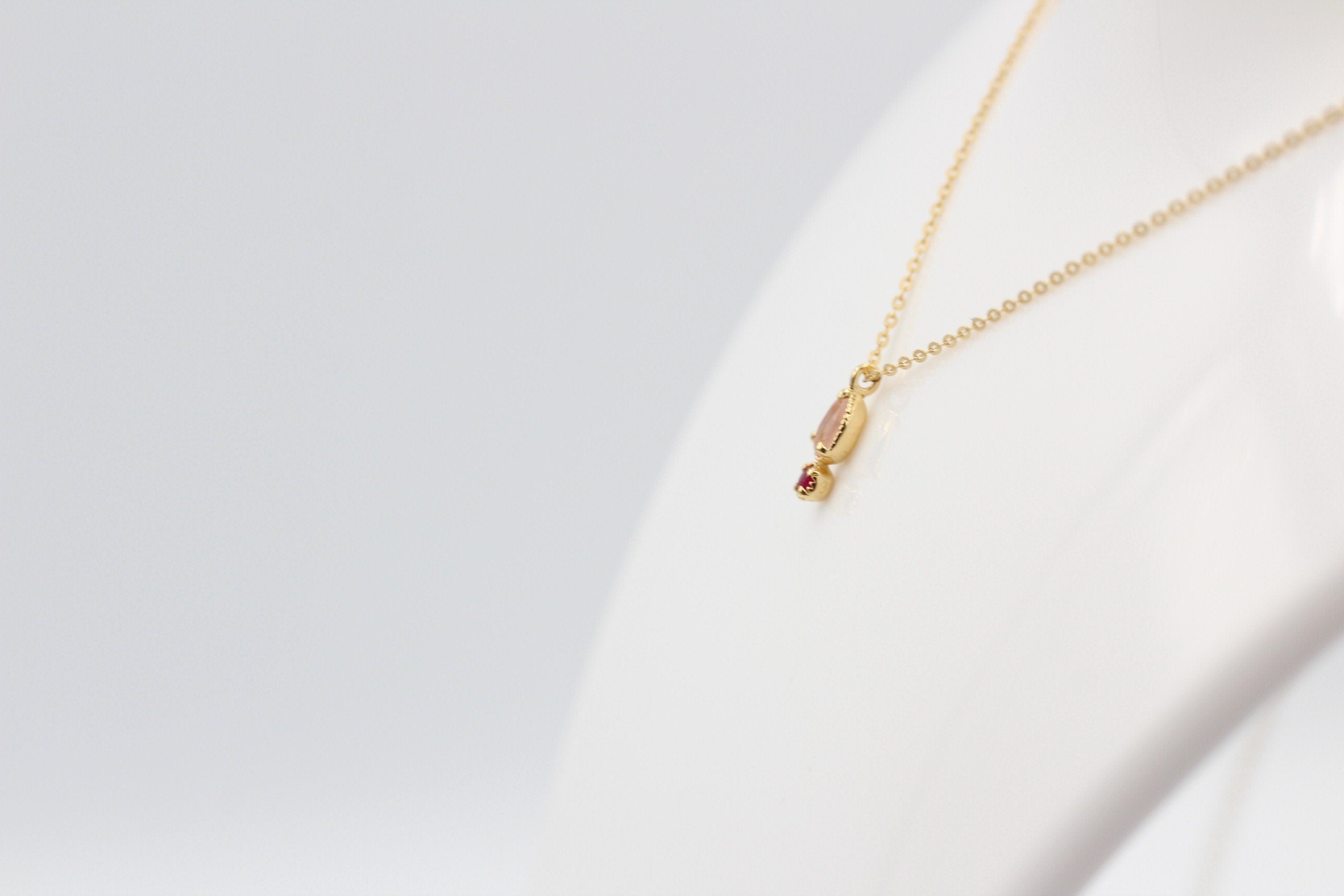 Design 0,21 Carat Rosenquarz Rubin Anhänger 925 Silber vergoldet Top