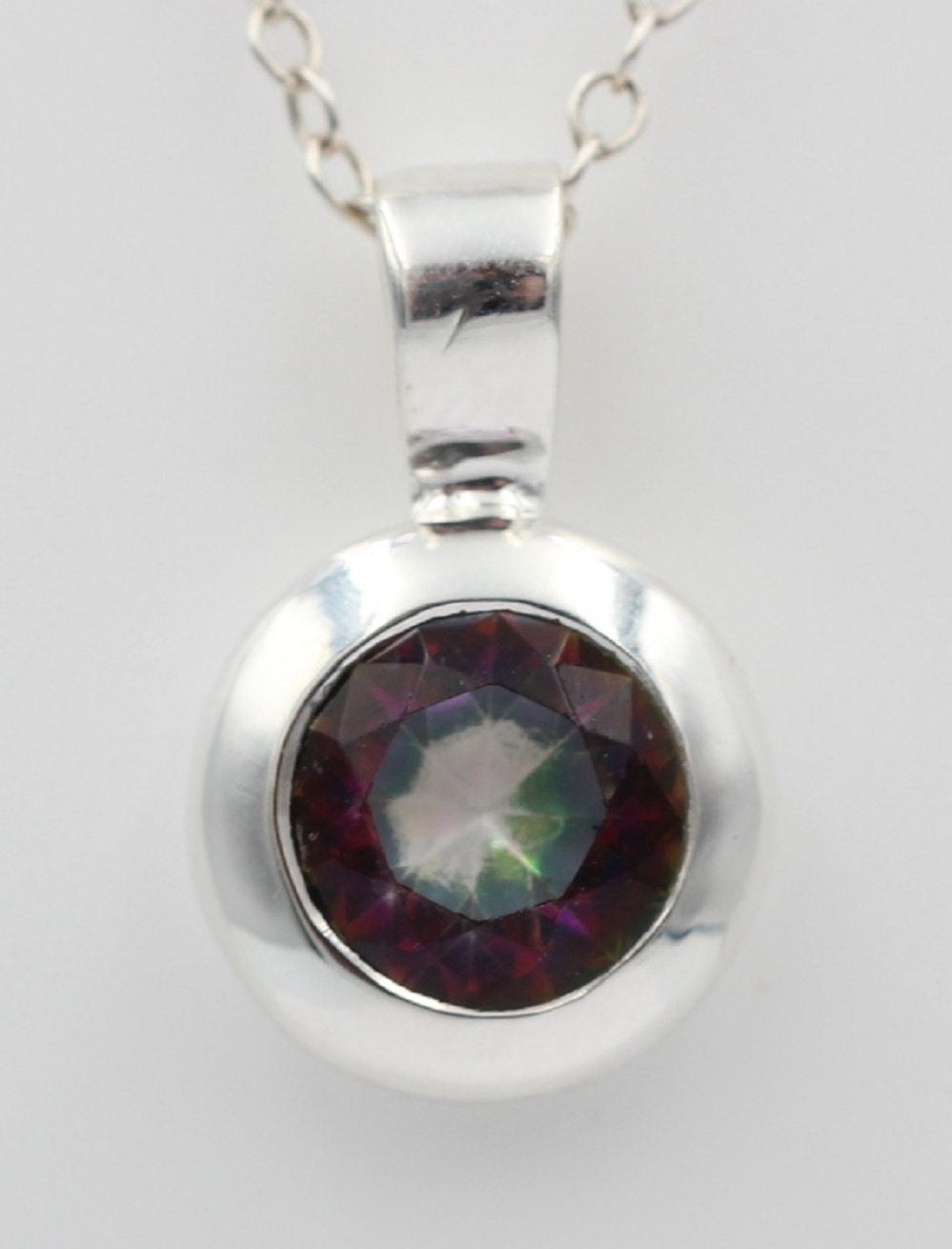 1,47 Carat Mystik Topas Anhänger 925 Silber Collier Kette Edelsteinanhänger