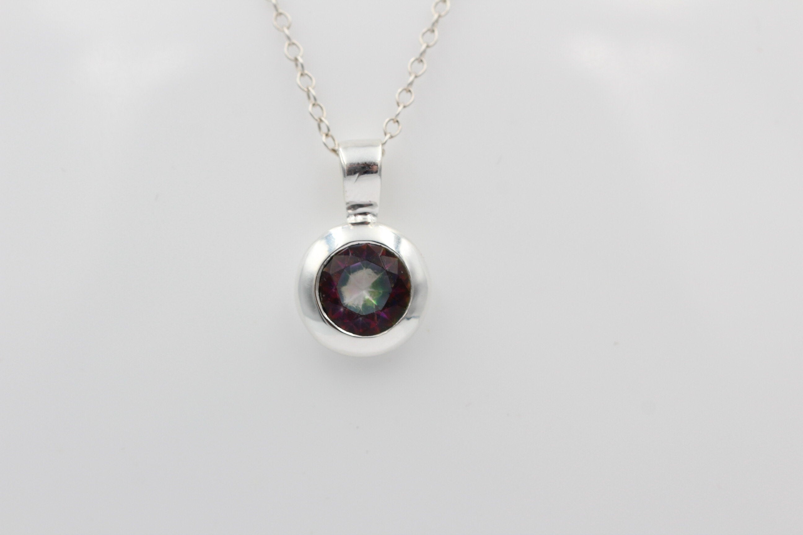1,47 Carat Mystik Topas Anhänger 925 Silber Collier Kette Edelsteinanhänger