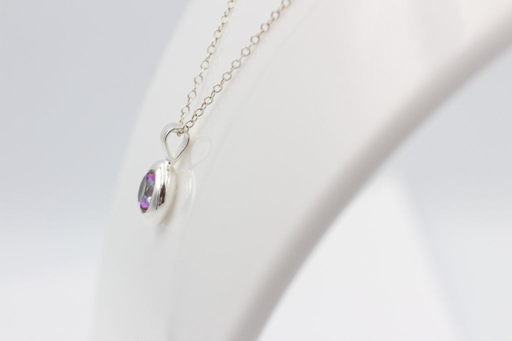 1,47 Carat Mystik Topas Anhänger 925 Silber Collier Kette Edelsteinanhänger