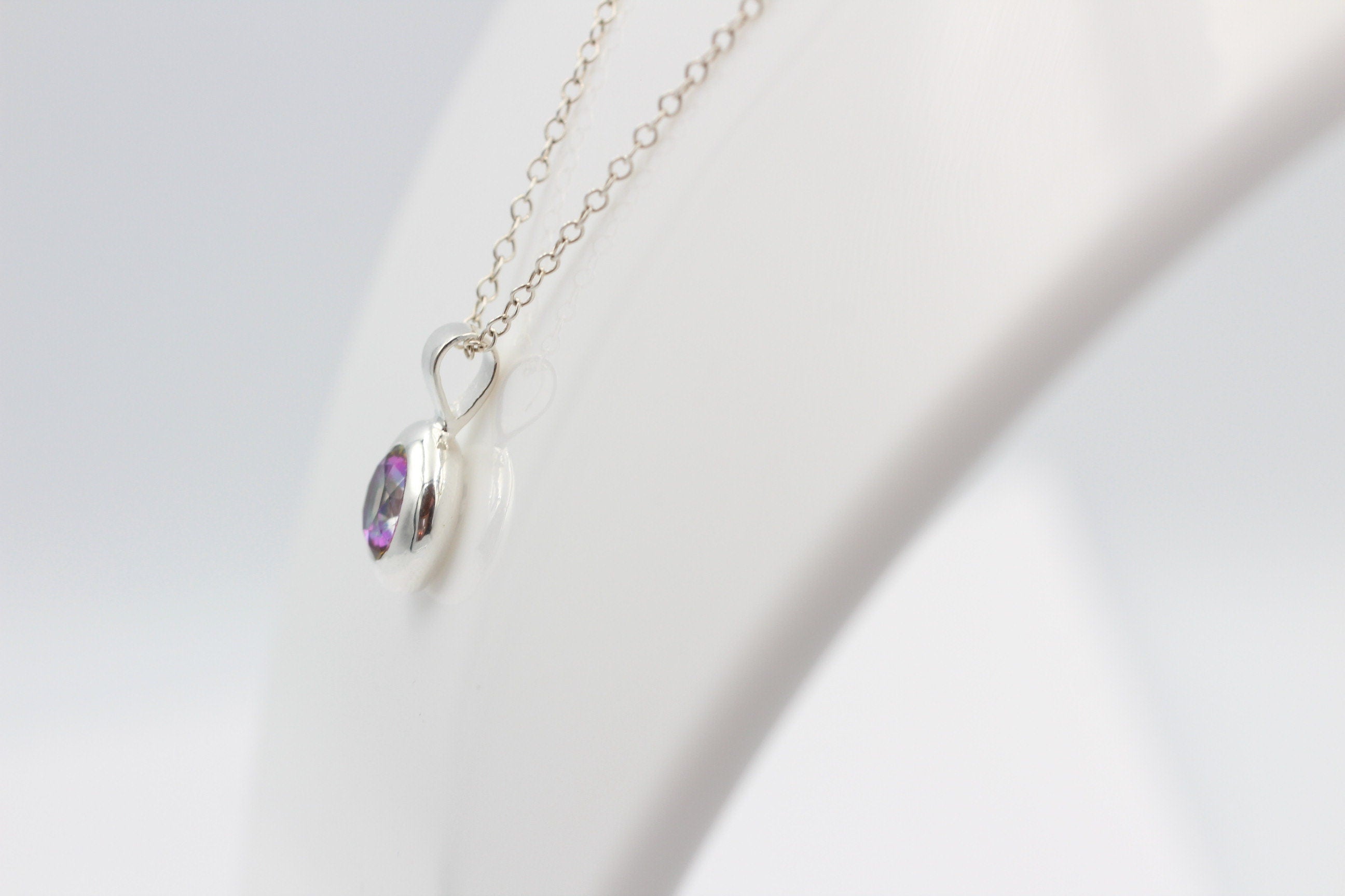 1,47 Carat Mystik Topas Anhänger 925 Silber Collier Kette Edelsteinanhänger