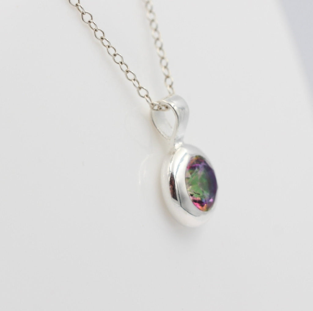 1,47 Carat Mystik Topas Anhänger 925 Silber Collier Kette Edelsteinanhänger
