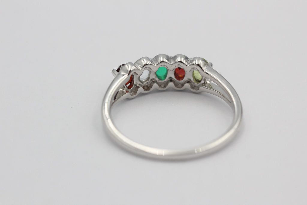 1  Carat Edesltein Ring 925 Silber Onyx Granat Blautopas Peridot Gr 8 / 18 / 57