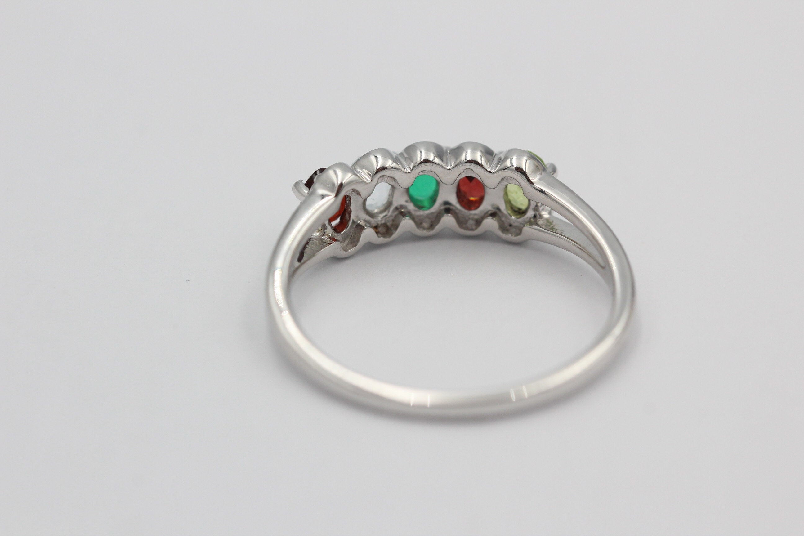 1  Carat Edesltein Ring 925 Silber Onyx Granat Blautopas Peridot Gr 8 / 18 / 57