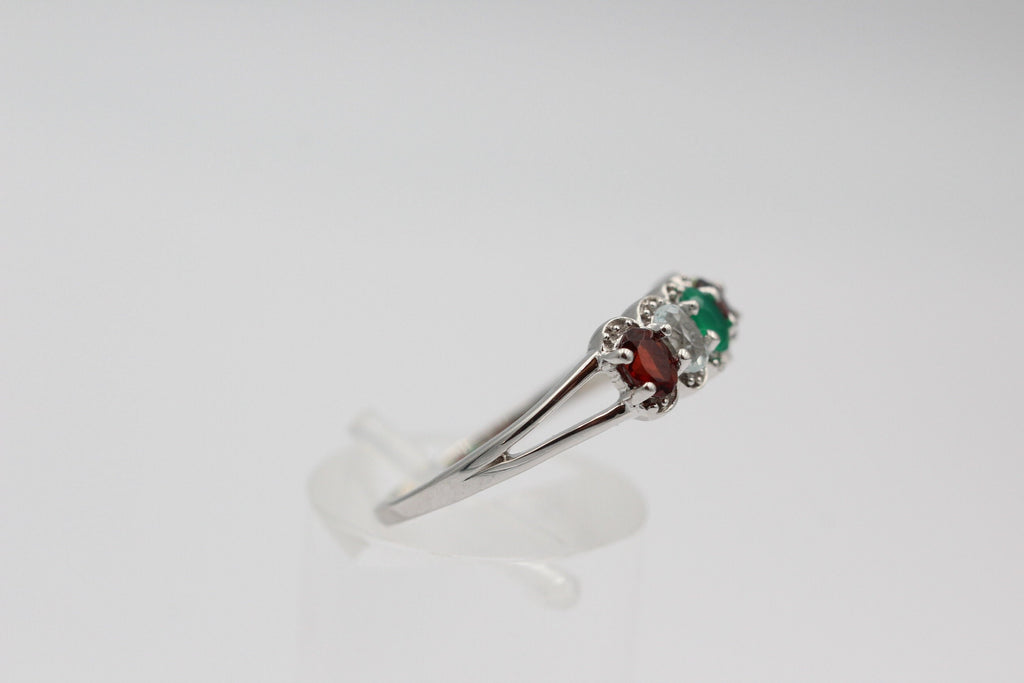 1  Carat Edesltein Ring 925 Silber Onyx Granat Blautopas Peridot Gr 8 / 18 / 57