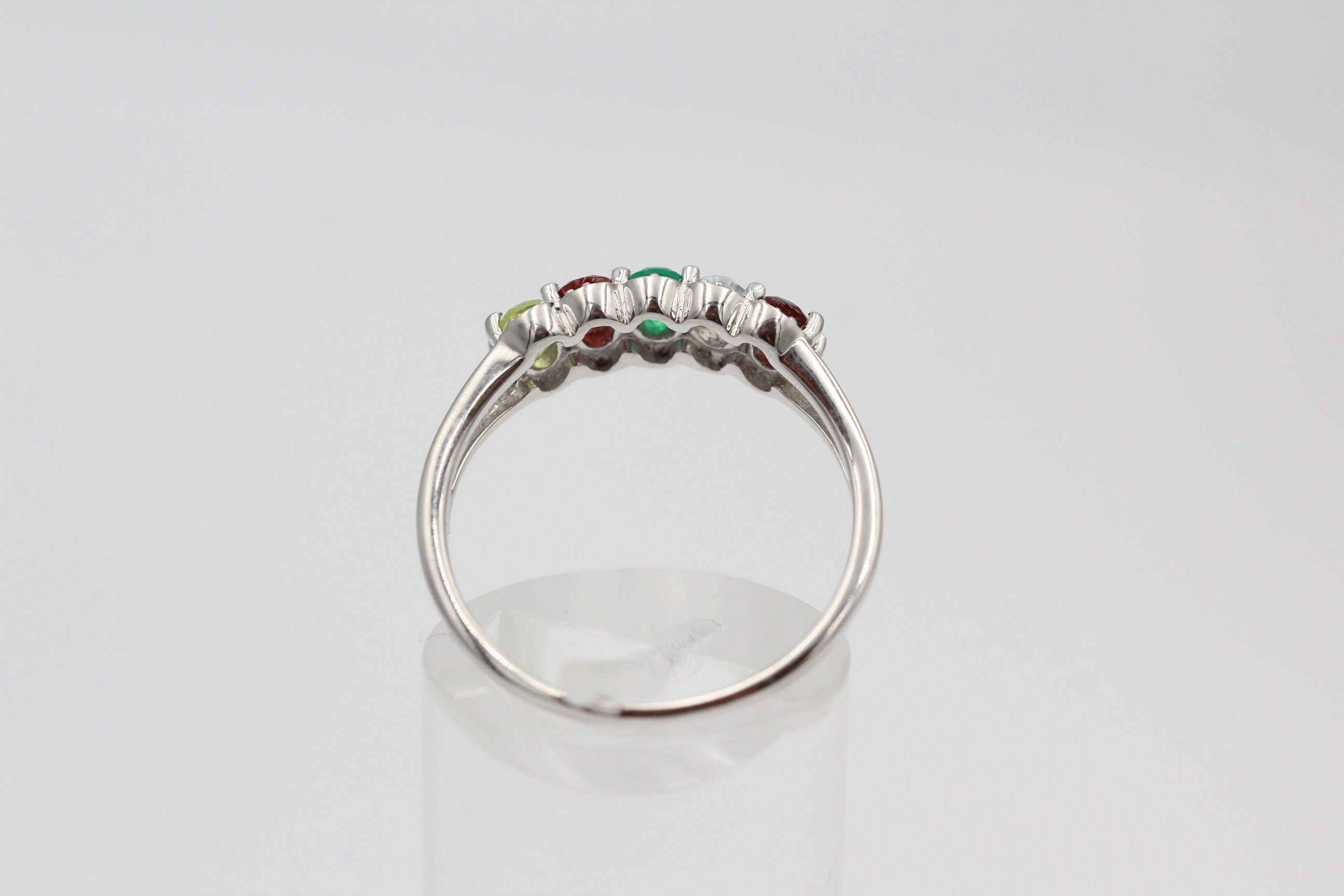 1  Carat Edesltein Ring 925 Silber Onyx Granat Blautopas Peridot Gr 8 / 18 / 57