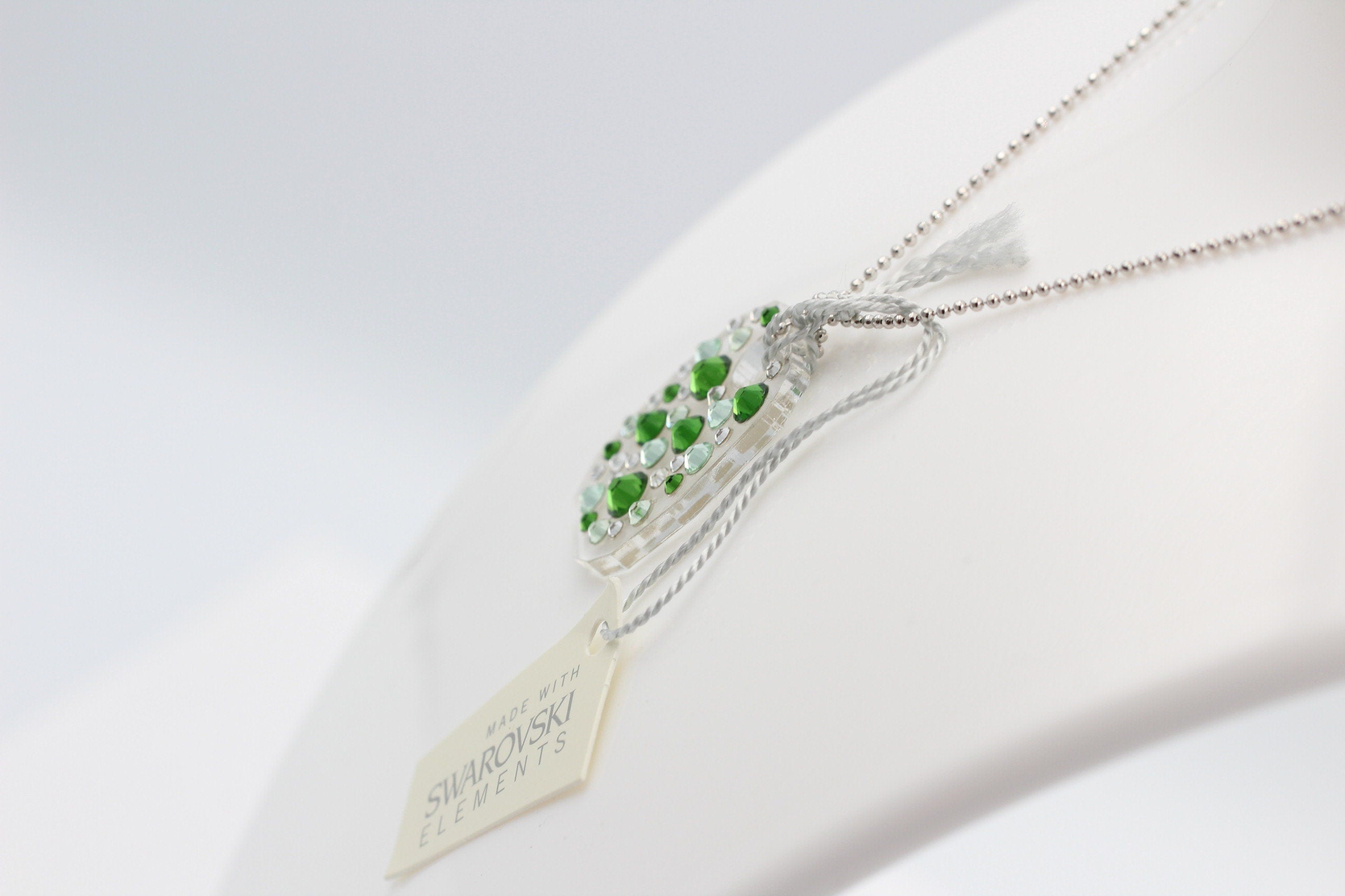 Collier Bubble mit Swarovski-Elements Fern Green mit 925 Silber Kette