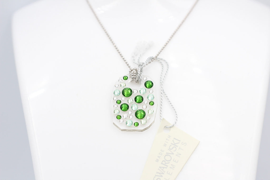Collier Bubble mit Swarovski-Elements Fern Green mit 925 Silber Kette