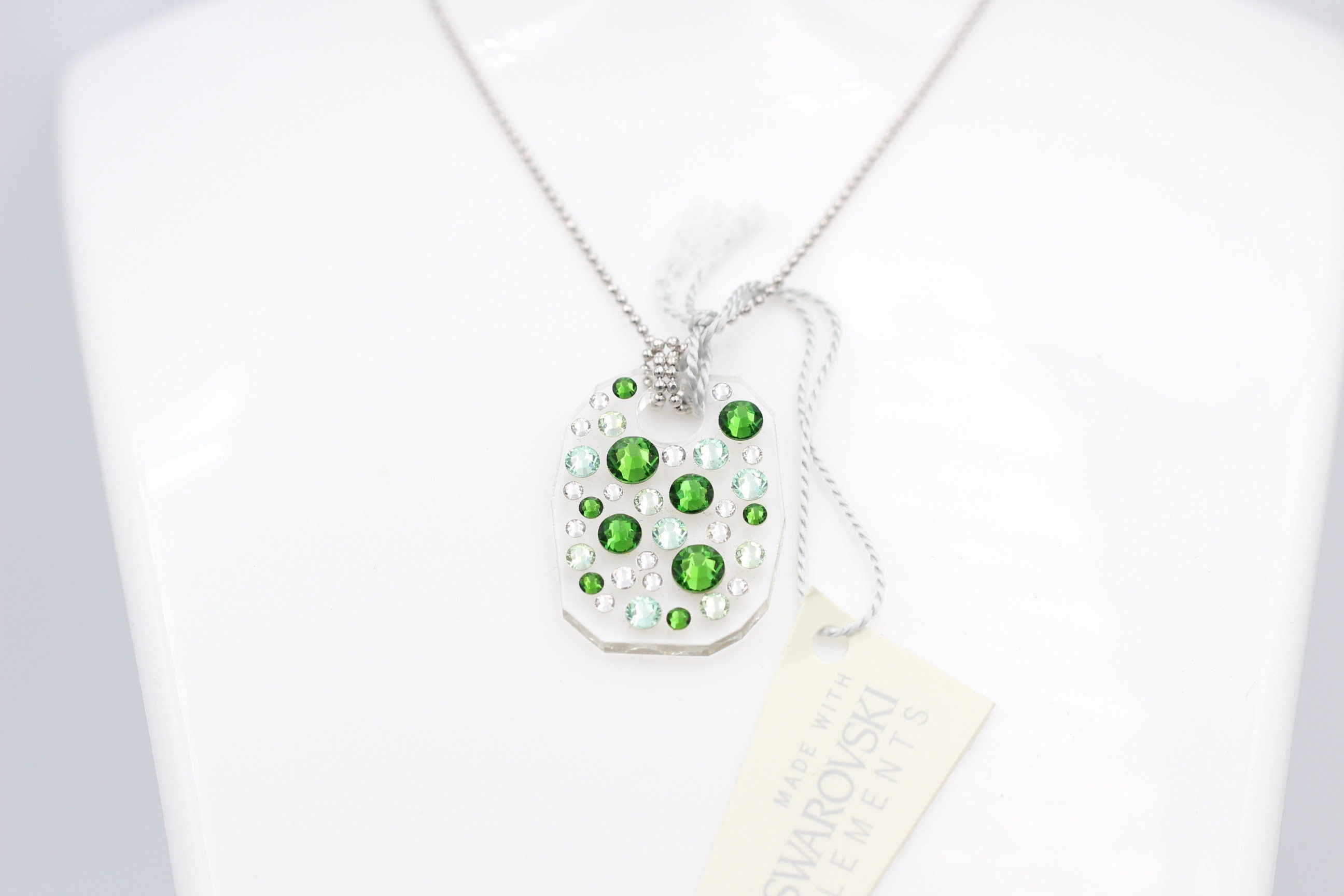 Collier Bubble mit Swarovski-Elements Fern Green mit 925 Silber Kette