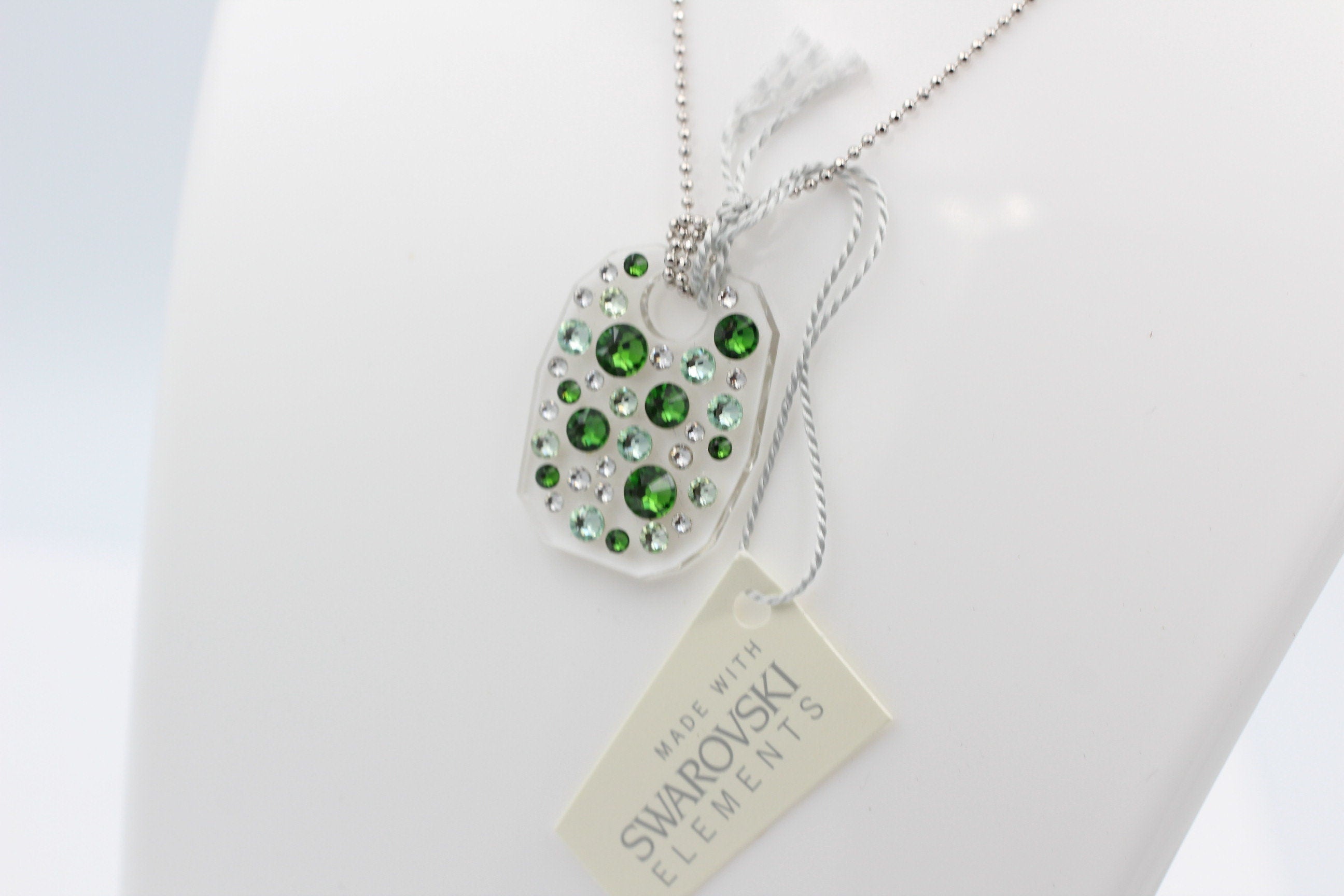 Collier Bubble mit Swarovski-Elements Fern Green mit 925 Silber Kette