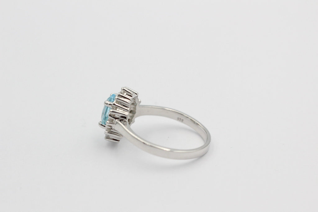 Edler 1,65 Carat Blautopas Weiatopas Ring 925 Silber Fingerring 8 / 18 / 57
