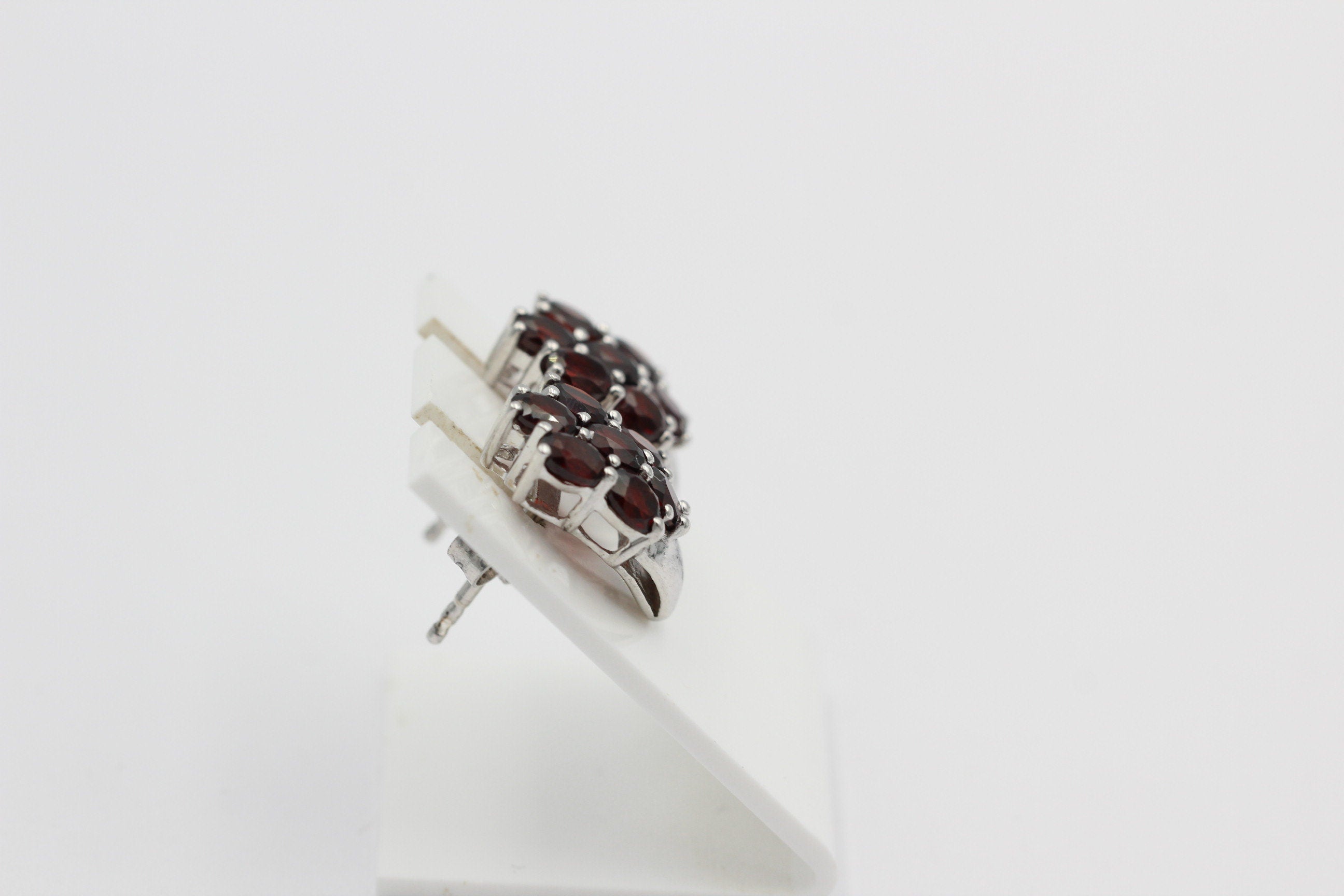 Edle 3,33 Carat Granat Ohrstecker 925 Silber Olivin Schmuck Top Edel Edelstein