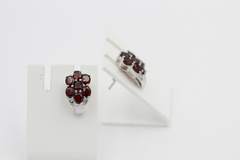 Edle 3,33 Carat Granat Ohrstecker 925 Silber Olivin Schmuck Top Edel Edelstein