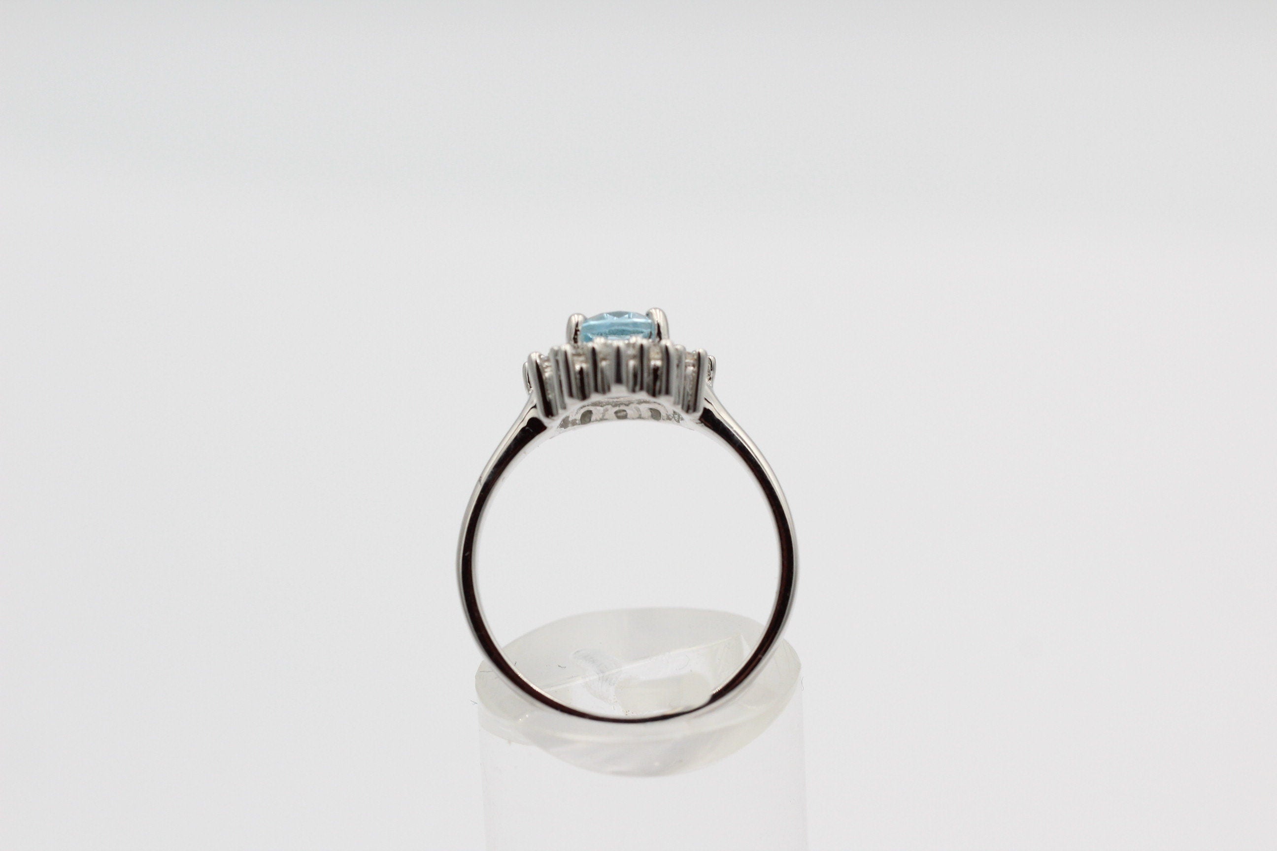 Edler 1,65 Carat Blautopas Weiatopas Ring 925 Silber Fingerring 8 / 18 / 57