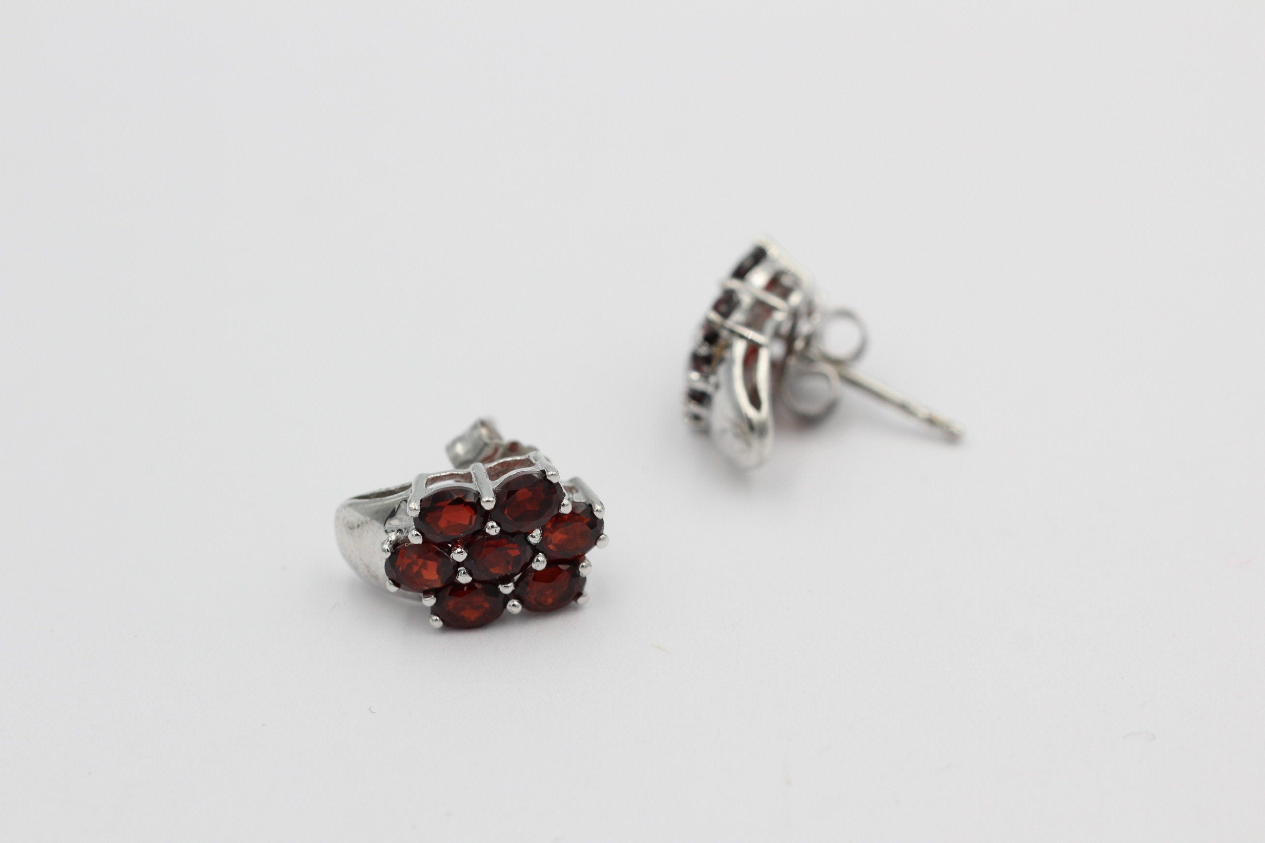 Edle 3,33 Carat Granat Ohrstecker 925 Silber Olivin Schmuck Top Edel Edelstein